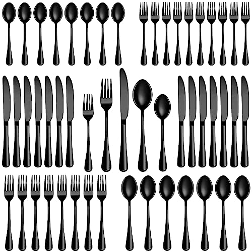 60 Pcs Black Silverware Set (Black)