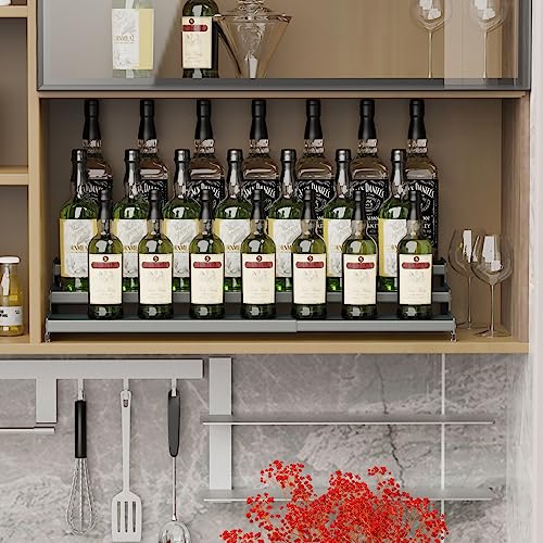 Expandable Spice Rack Storage organizer with 3 (Gun-Gray / 2 Packs)
