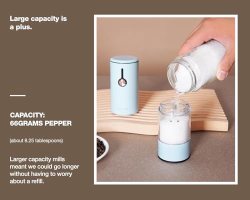 Electric Pepper Grinder and Salt Mill Set (Peach Orange+Buttercream)