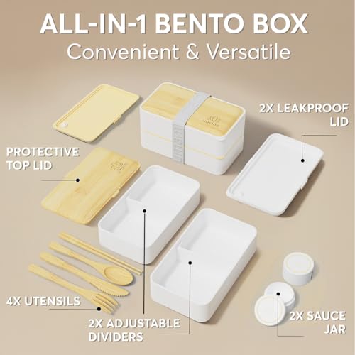 Bento Box Adult (M - 40 oz / White & Tan)