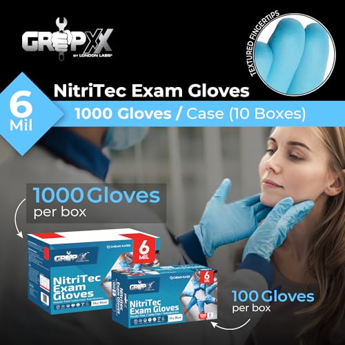 Heavy Duty 6 Mil Blue Nitrile Gloves Disposable Latex & Powder Free (200 Count / Small)