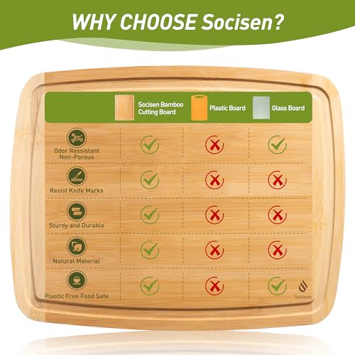 Bamboo Cutting Board Set Non Slip Feet Over Sink Men Husband Birthday Christmas Xmas Valentines Father Day Gifts Ideal from Wife Romantic Anniversary Best Cool Gadget Awesome Who Have Everything (4-Piece / Two-Tone Bamboo)