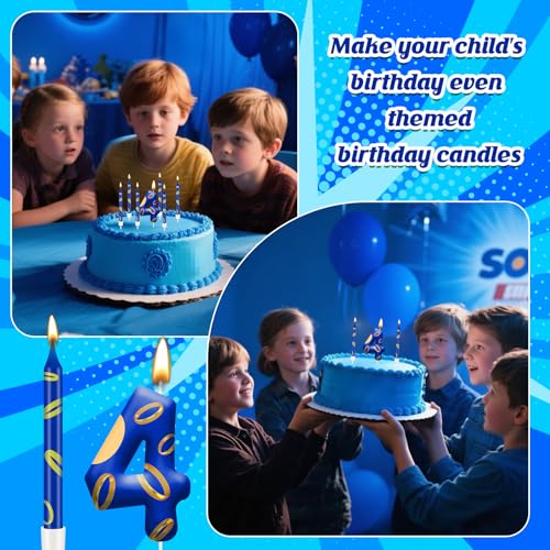 13PCS Birthday Cake Candles Set (Blue+Gold / 4)