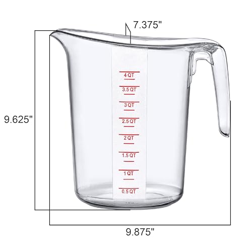 Melissa - 128-Ounce Plastic Measuring Pitcher (2-Pack), 16-Cup (4-Quart) Food-Grade Measuring Jug, Unbreakable, Stackable, Dishwasher-Safe, Great for Oil, Vinegar, Flour, and More (2-Pack)