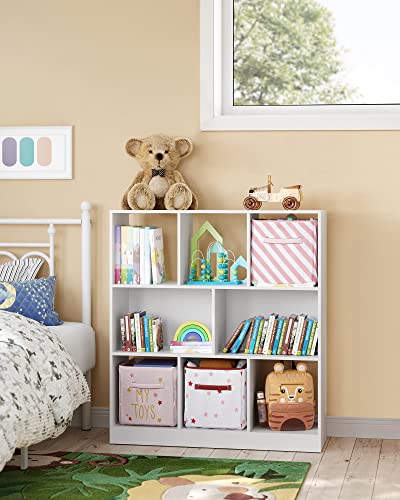 Bookshelf 8 Cubes Storage Organizer (1 Pack / 8 Cubes (11"D x 39.4"H) / Cloud White)