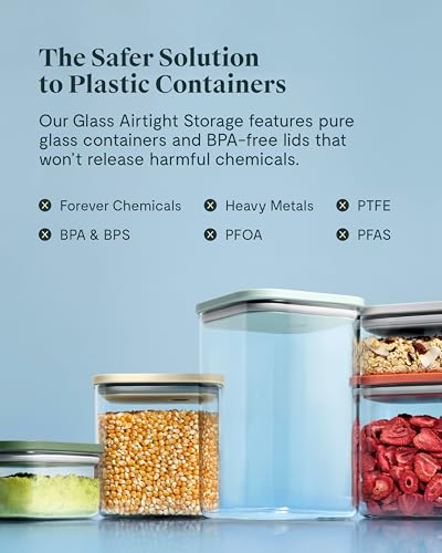 13 Piece Glass Airtight Food Storage Containers with Lids (Perracotta / 13-Piece Set)
