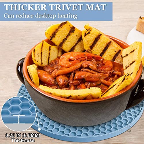 Silicone Trivet Mats (7+9in, 4 Nordic Blue Round)