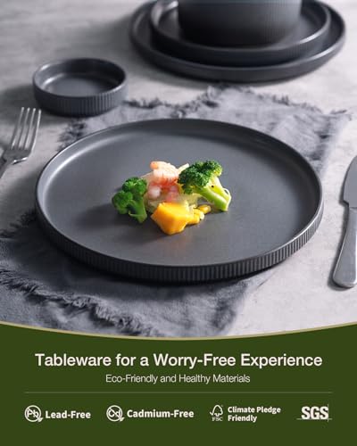 Star Dinnerware Sets with Mugs (Matte Dark Charcoal)