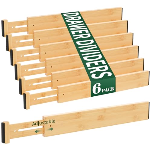 Bamboo Drawer Dividers 2.6" High (6 Pack 17-20"L)