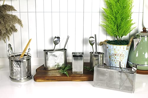 Kitchen Utensil Chopsticks Perforated Holder with Hooks (Small Rectangle)