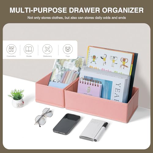 Fabric Drawer Organizer Bins (Pink / 12 Pack)