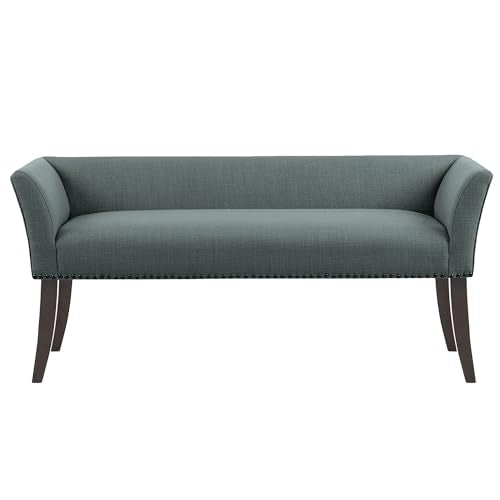 Accent Bench Upholstered with Nailhead Trim (Slate Blue)