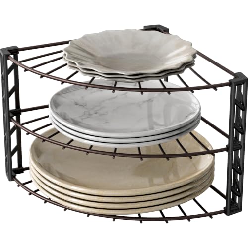 3 Tier Counter Corner Shelf Organizer (Bronze)