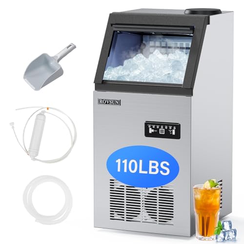 110LBS 24H Countertop Ice Maker with 2 Water Inlets (Silver & Black / 110LB)