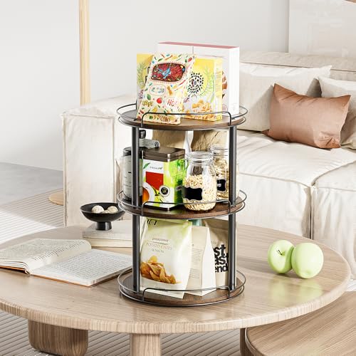 10'' Wood Lazy Susan Turntable Organizer for Cabinet (10 inches 3 Tier)