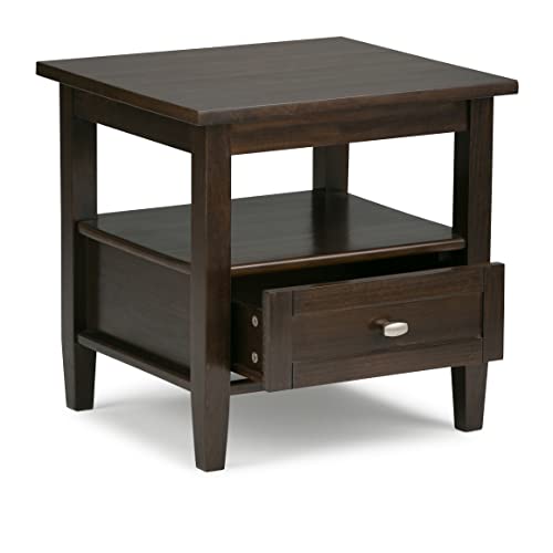 Warm Shaker 20" Wide Solid Wood End Table in Brunette Brown (End Table / Tobacco Brown / 20 inch)
