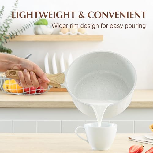 Ceramic Nonstick Saucepan with Lid 1.5QT (White Ceramic / 1.5 Quarts)