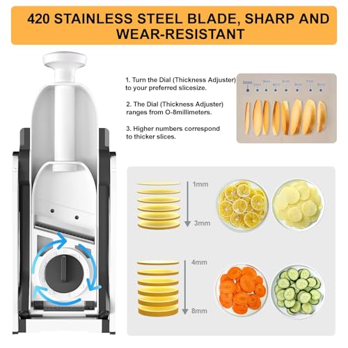 Safe Mandoline Slicer for Kitchen (Dark Gray)