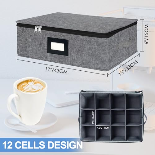 Mug Coffee Storage Box with Dividers (Dark Grey / Mug Storage Box)