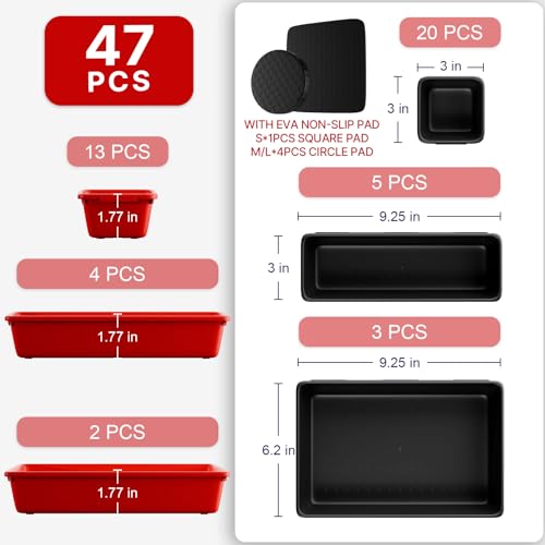 Toolbox Organizer Trays (Red & Black 47PCS)