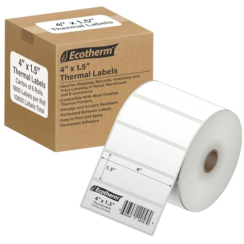 4" x 1.5" Thermal Labels (4 x 1.5 White - 10800 Labels)