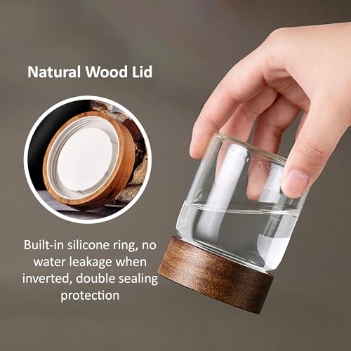 26 oz 850 ml Clear Glass Storage Canister with Airtight Wooden Lid (26 fl oz (4 Pack))