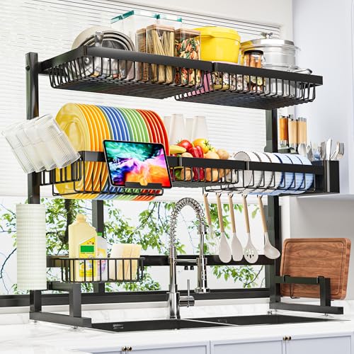 Over The Sink Dish Drying Rack (Black / 31" - 39.4"L x 12"W x 34" - 38"H)