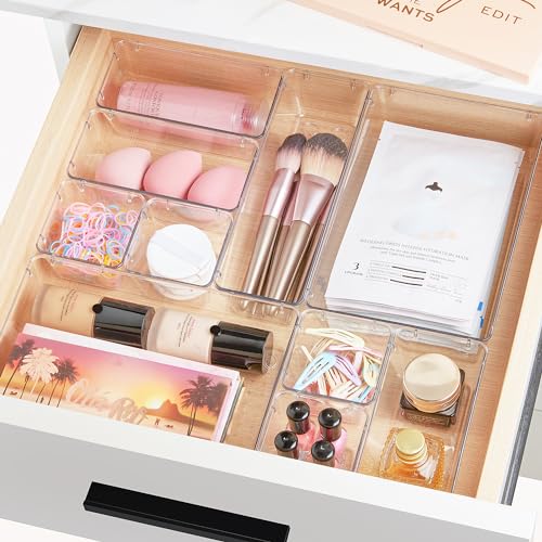 15 PCS Clear Plastic Drawer Organizers Set (Clear)