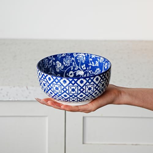 23 Oz Ceramic Soup Bowls Set of 6 (Vintage Blue / 23oz)