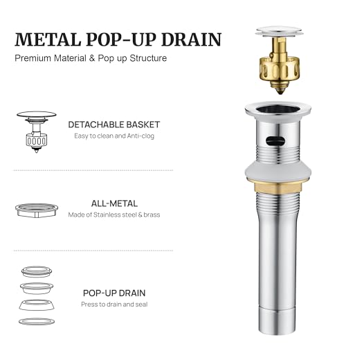 Bathroom Sink Stopper (With Overflow / Chrome)