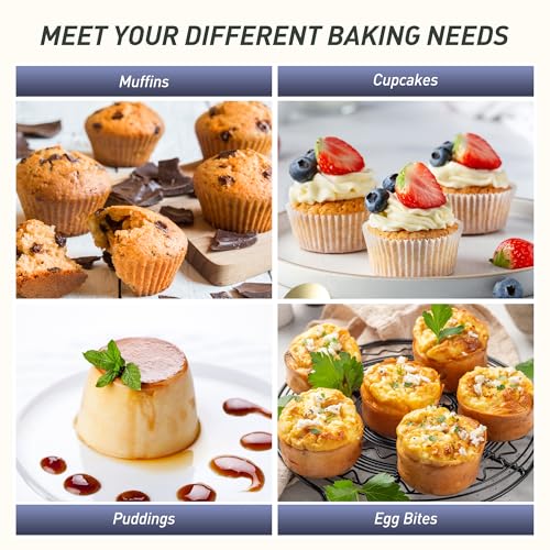 2 Pack 6 Cups Silicone Jumbo Muffin Pan with Metal Reinforced Frame Silicone Molds for Baking Cupcake Cake Baking Pans Muffin Tin Tart Pans Baking Set for Easter Christmas holiday Cookie Tin (2pc: 6-Cup Jumbo / Morandi Blue)