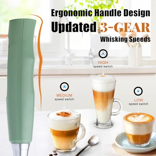Granite Green Milk Frother Wand for Coffee (Granite)