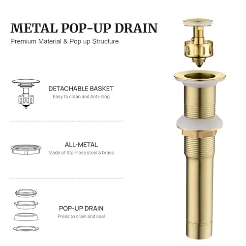 Bathroom Sink Stopper (Without Overflow / Gold Brushed)