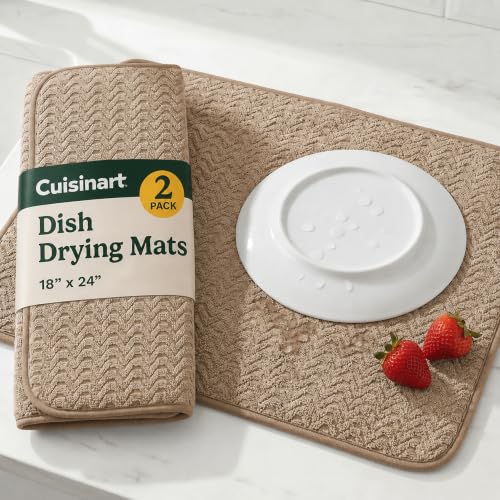 Cuisinart Dish Drying Mat for Kitchen Counter (Geostripe Tan)