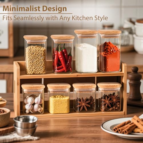 12 Pack 8 oz Square Glass Spice Jars with Lids and Labels (Square/12pcs / 8oz)