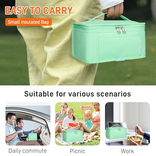 NOL Small Lunch Bag Mini Lunch Box Insulated Lunch Bag for Men (Mint Green / Medium(5 Liters))