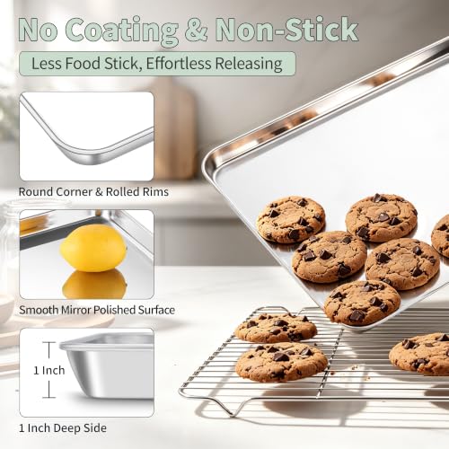 Stainless Steel Baking Sheet with Rack Set (17.6'' x 13'' x 1'')