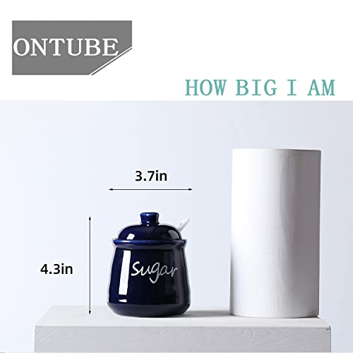 Ceramic Sugar Bowl with Lid and Spoon 12oz (Navy)