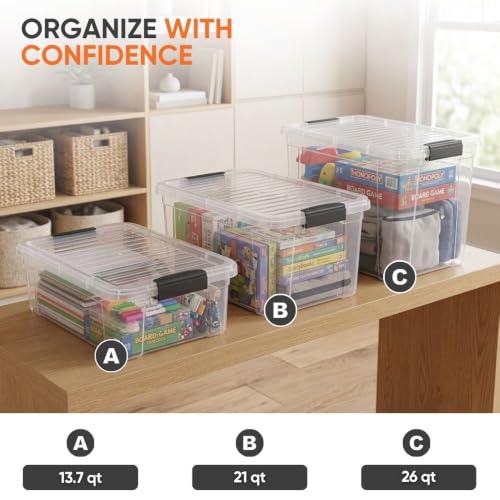 13.7 Quart Clear Plastic Storage Bin with Lid (13.7 Quart)