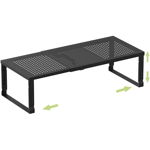 Heavy Duty Adjustable Metal Shelf Organizer (1 Pack/Black / M:7.8"D x 16.5"W x 8.2"H)