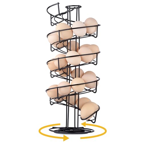 Spiral Design Metal Egg Skelter Dispenser Rack (Black)