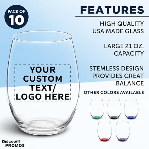 10 ARC Stemless Wine Glasses Set (- Custom - Clear / 10 glasses)