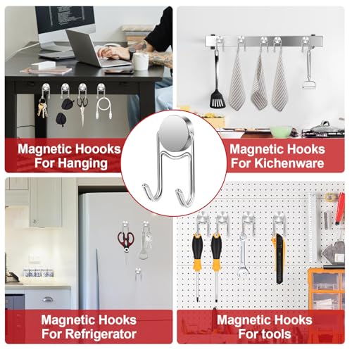 Magnetic Hooks for Cruise Cabins 80Lbs+ Heavy Duty Magnet Hook (Silver / 1.26in×2.36in-2)