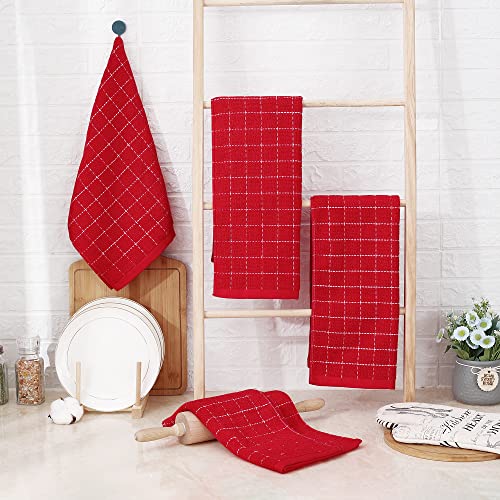 100% Cotton Terry Kitchen Towels (Red / 13 X 28 - 4 Pack)