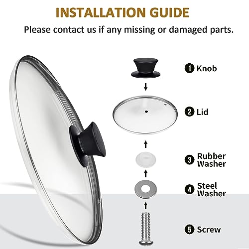 Glass Lid for 9.5 Inch Cast Iron Skillets Frying Pans (9.5" / Stainless Steel Rim)