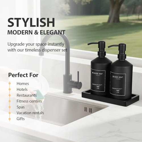 Matte Black Soap Dispenser Set (Black Bottle + Black Pump)