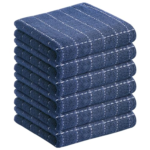 100% Cotton Terry Kitchen Towels (Navy Blue / 13 X 28 - 6 Pack)