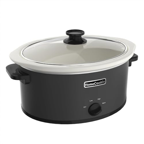 6 Quart Slow Cooker Oval Manual Pot Food Warmer with 3 Cooking Settings (6 Quarts / Black 3)