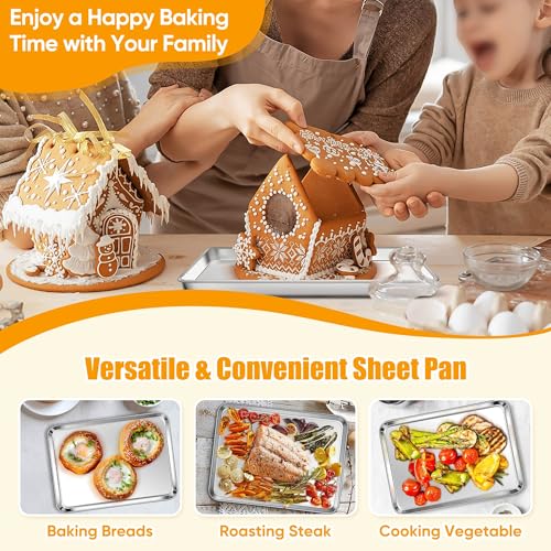 2 Pack 9x7 Inches Mini Stainless Steel Baking Sheet Set (9x7x1)