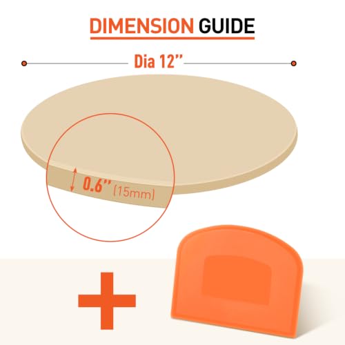Round 12 Inch Pizza Stone for Oven and Grill (12" Dia)